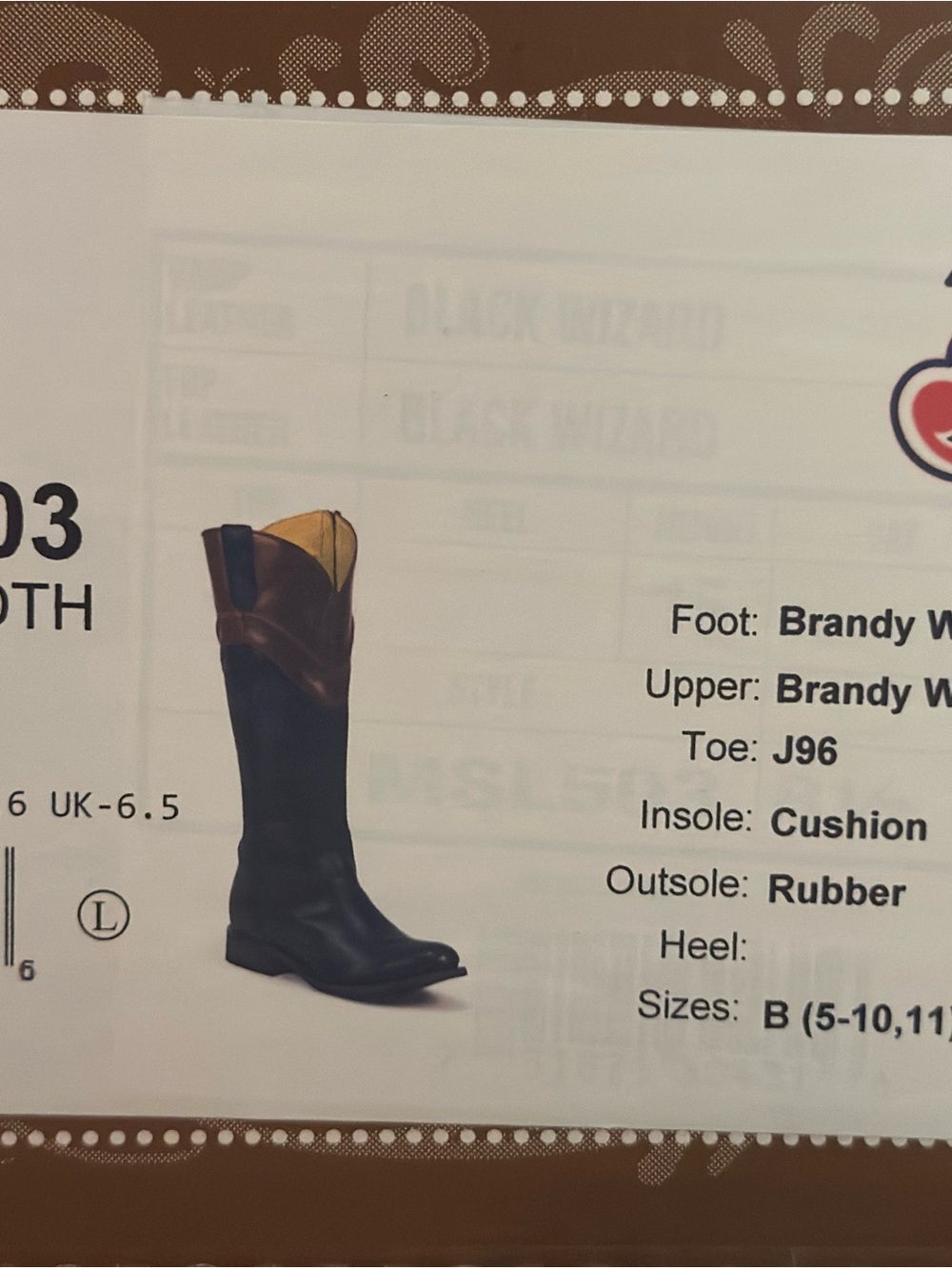 Justin boots Black Leather Western Tall Boot with Brown Accent